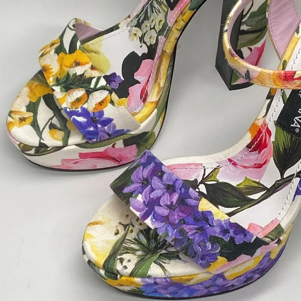 Dolce & Gabbana floral-print gabardine platform sandals size 38